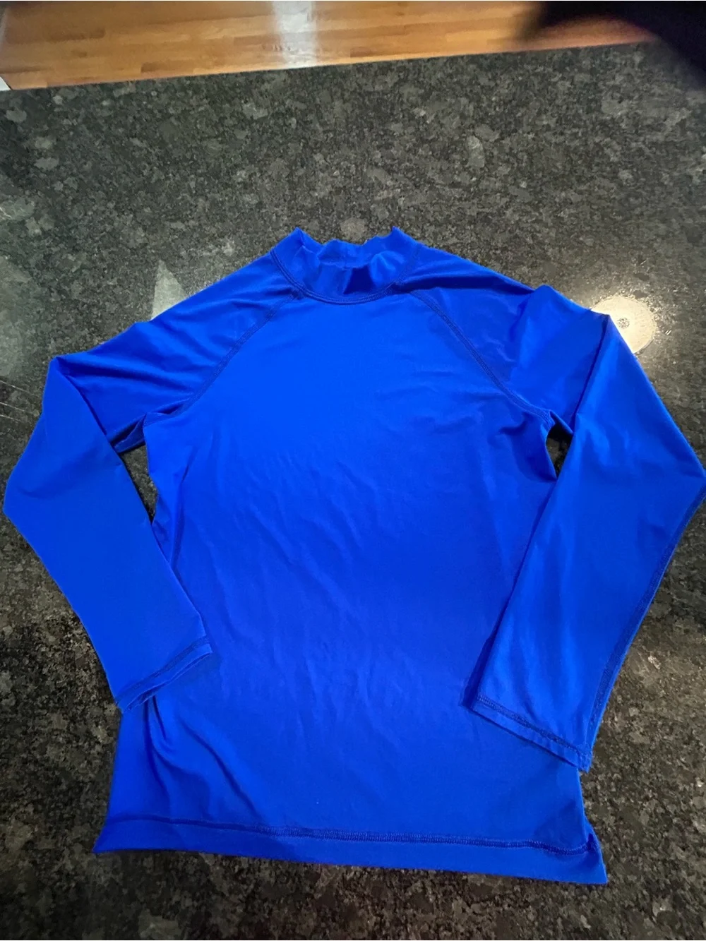 Lands' End Kids Long Sleeve Mock Neck Swim Rash Guard Royal Blue Size L